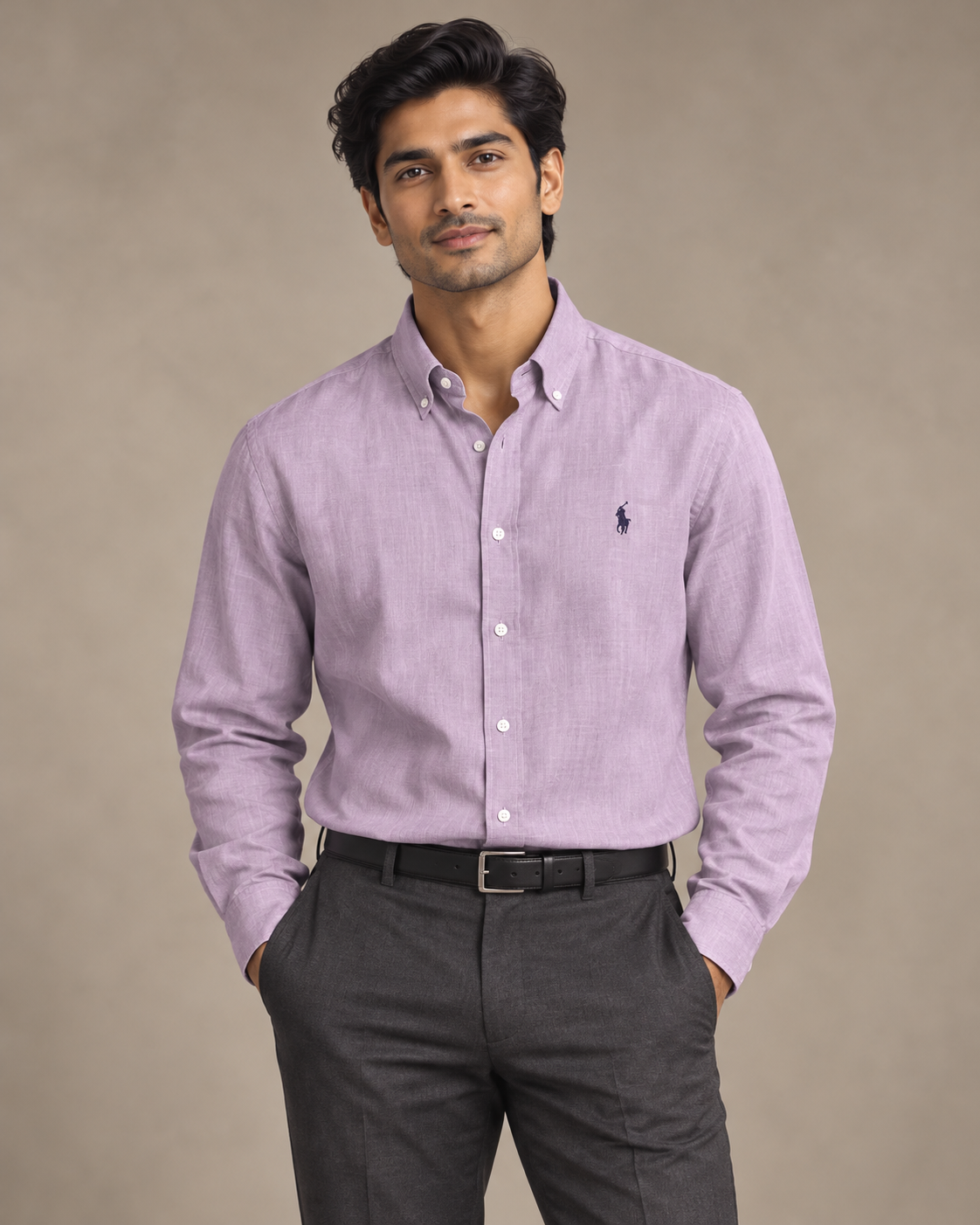 lyocell linen boxy shirt in Lavender, formal view