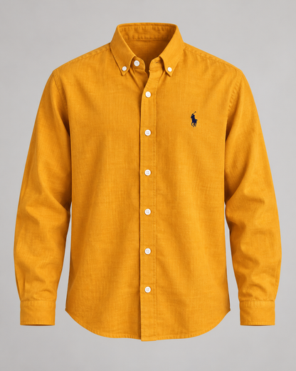 Mustard Yellow lyocell linen boxy shirt — product view