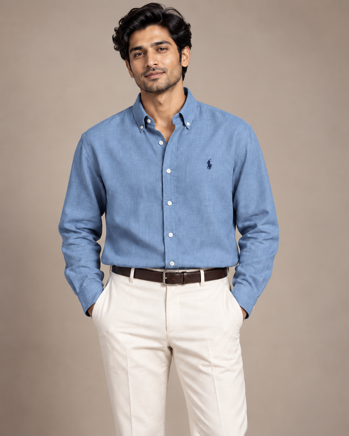 Lyocell Linen Boxy Shirt — Periwinkle Blue