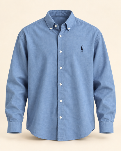 Periwinkle Blue Lyocell Linen Boxy Shirt — product view