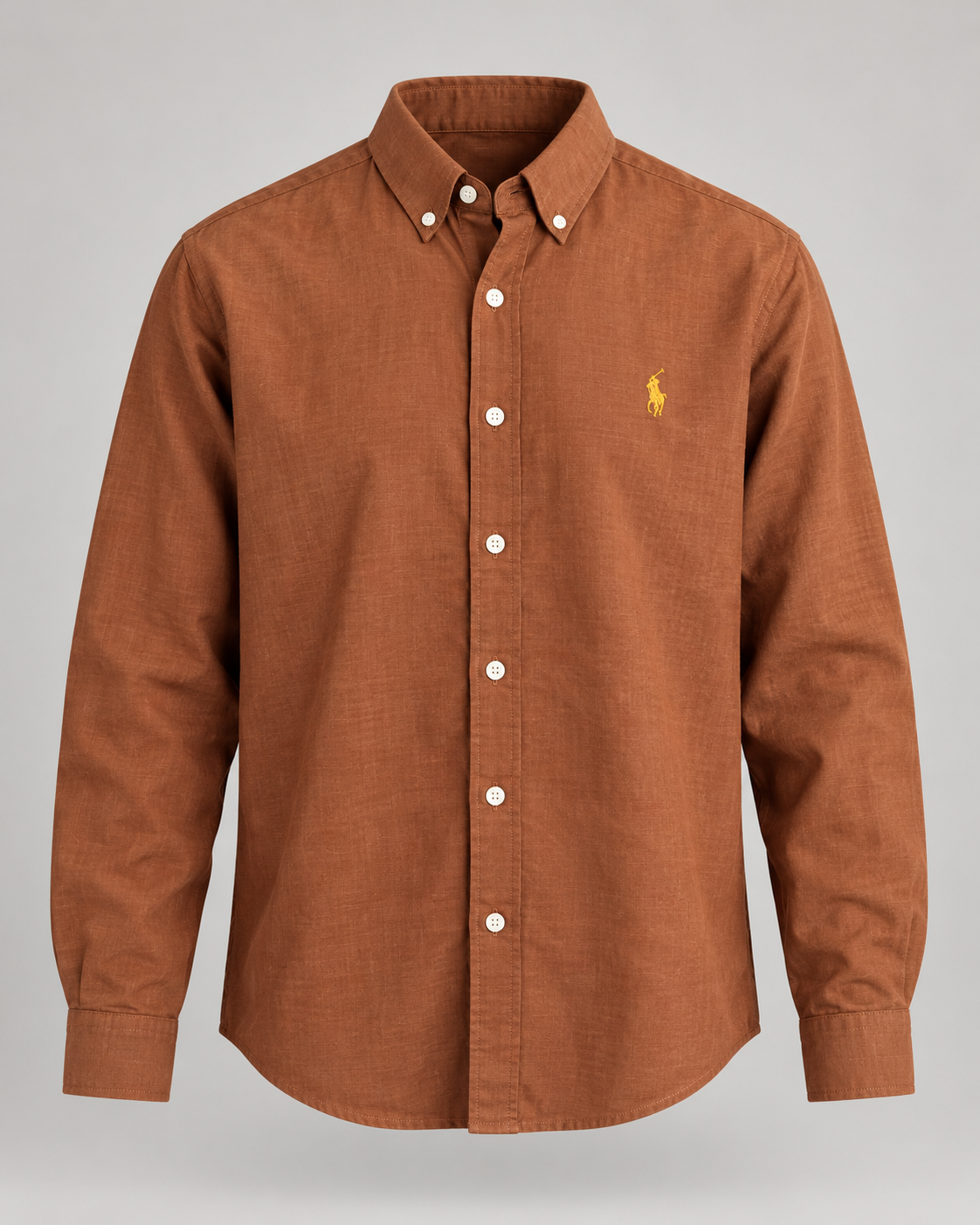 Rust Brown lyocell linen boxy shirt — product view