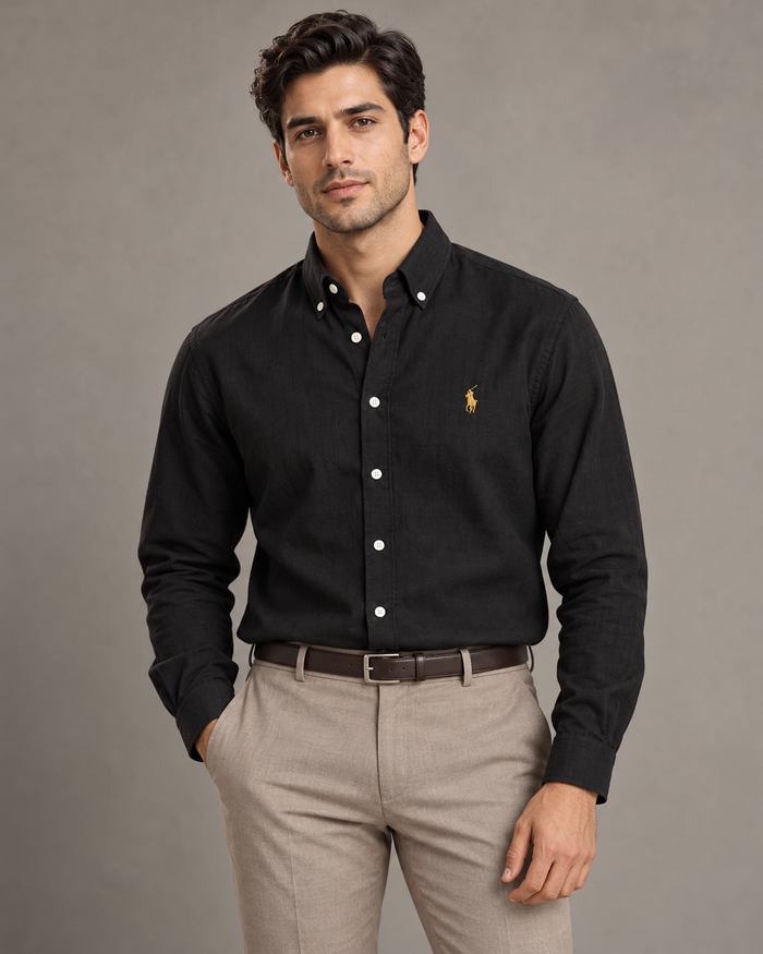 Lyocell Linen Boxy Shirt — Black