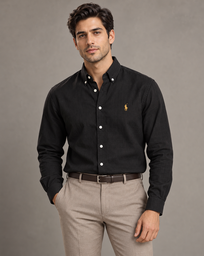 Lyocell Linen Boxy Shirt — Black