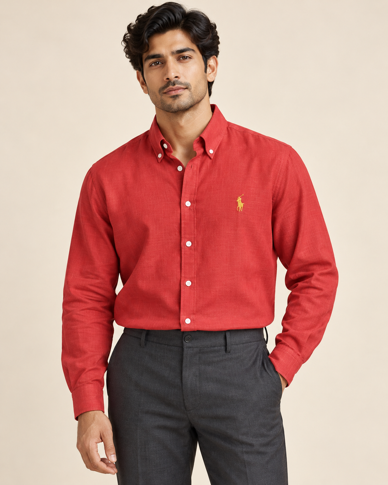 Lyocell Linen Boxy Shirt — Bright Red