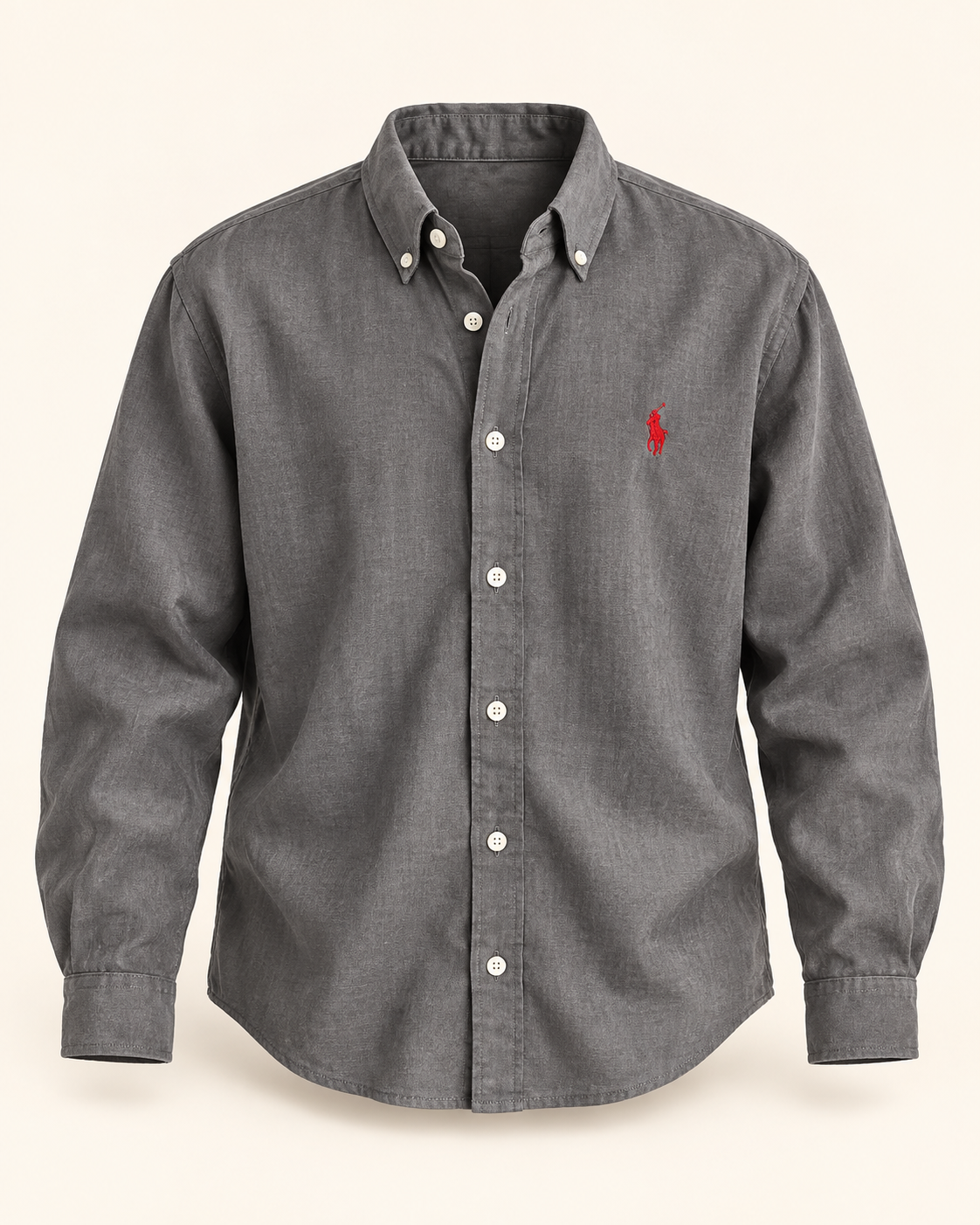 Charcoal Grey lyocell linen boxy-fit shirt — product view