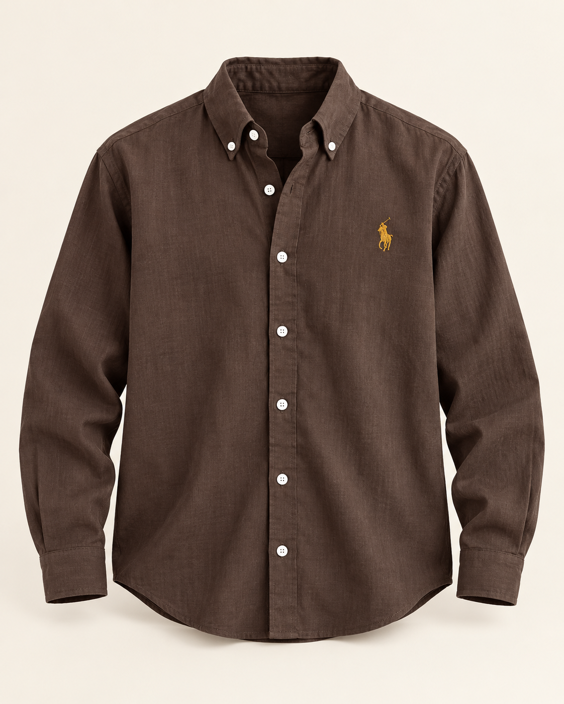 Chocolate Brown lyocell linen boxy-fit shirt — product view