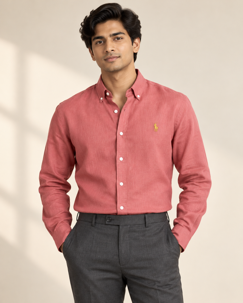Lyocell Linen Boxy Shirt — Coral