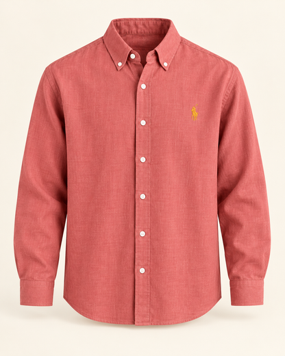 Coral Lyocell Linen Boxy Shirt — product front