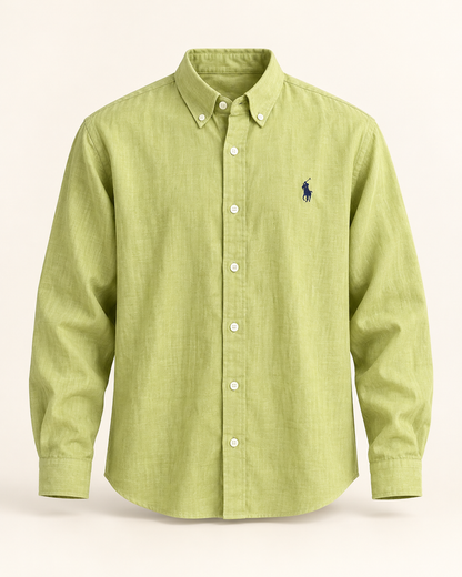 Lime Lyocell Linen Boxy Shirt — product front