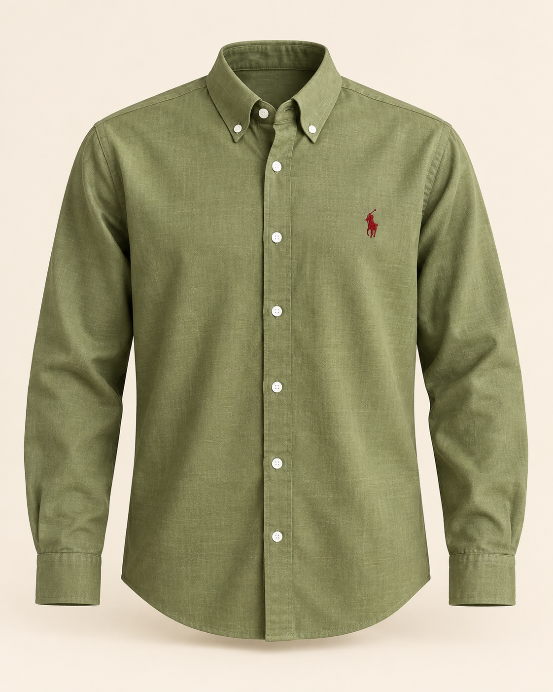 Olive Green lyocell linen boxy shirt — product front view