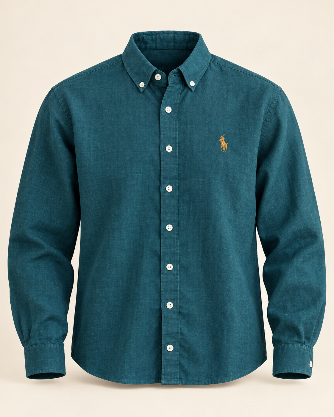 Petrol Teal lyocell linen boxy shirt — product front view