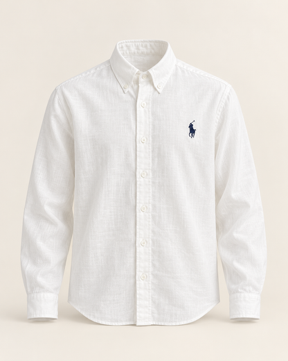 White Lyocell Linen Boxy Shirt — product front
