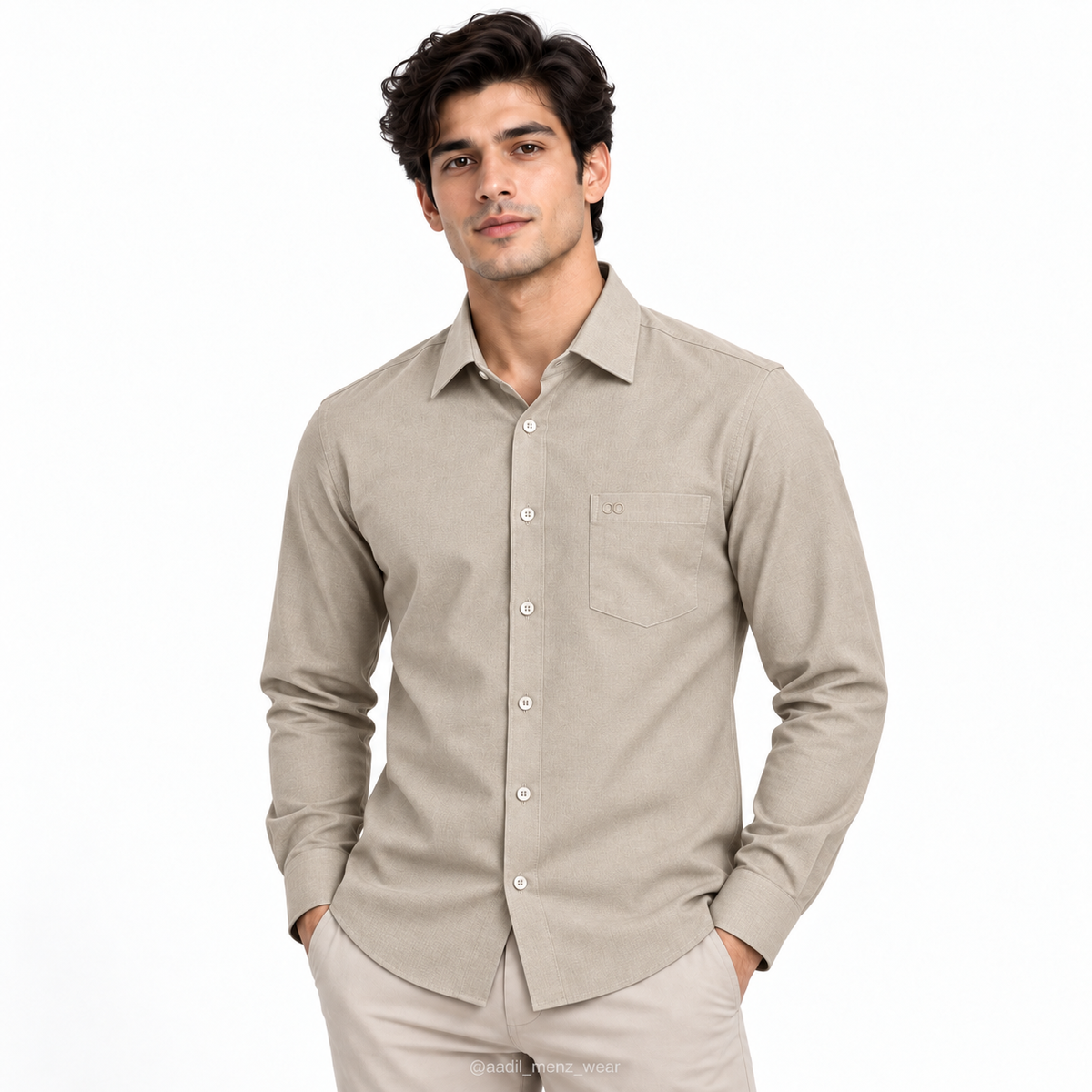 Premium 100% Cotton Millmade Plain Shirt - Beige