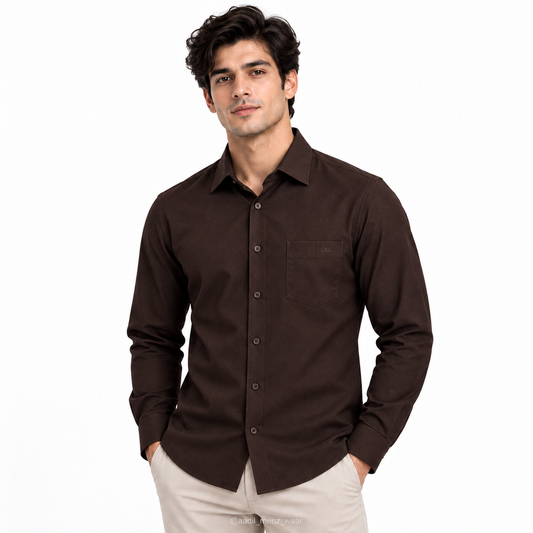 Premium 100% Cotton Millmade Plain Shirt - Brown