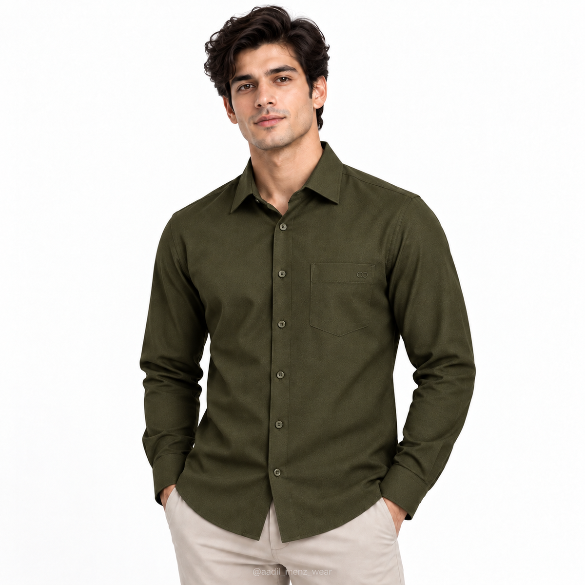 Premium 100% Cotton Millmade Plain Shirt - Olive Green