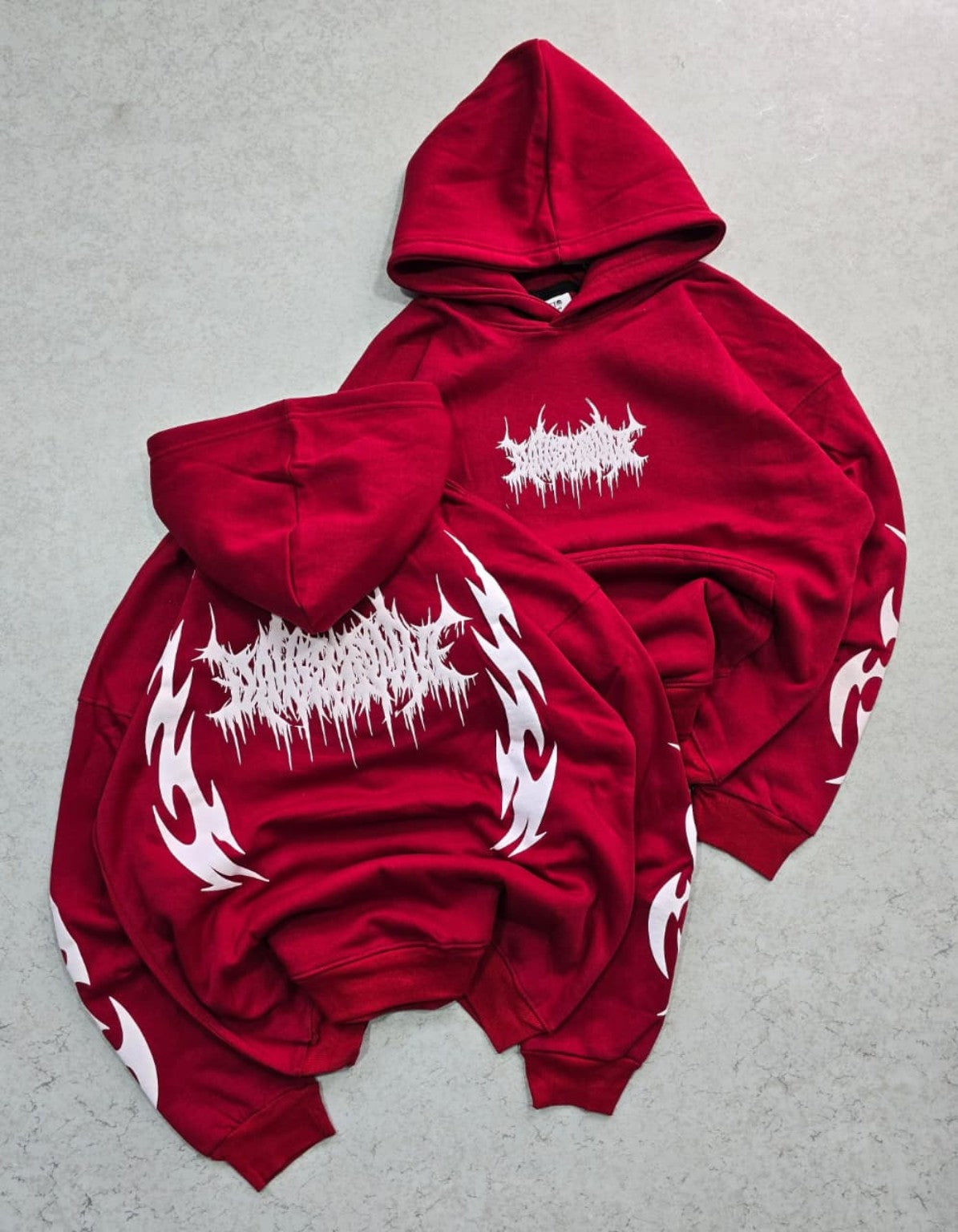 Red gothic flame graphic hoodie