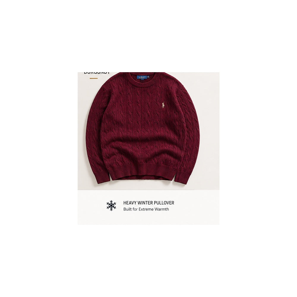 RL Polo burgundy premium heavy cable knit winter pullover 2026