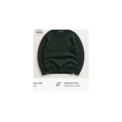 RL Polo dark green premium heavy cable knit winter pullover 2026