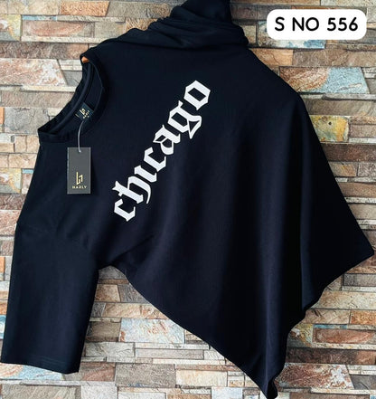 Downshoulder printed T-shirt Chicago black T shirt