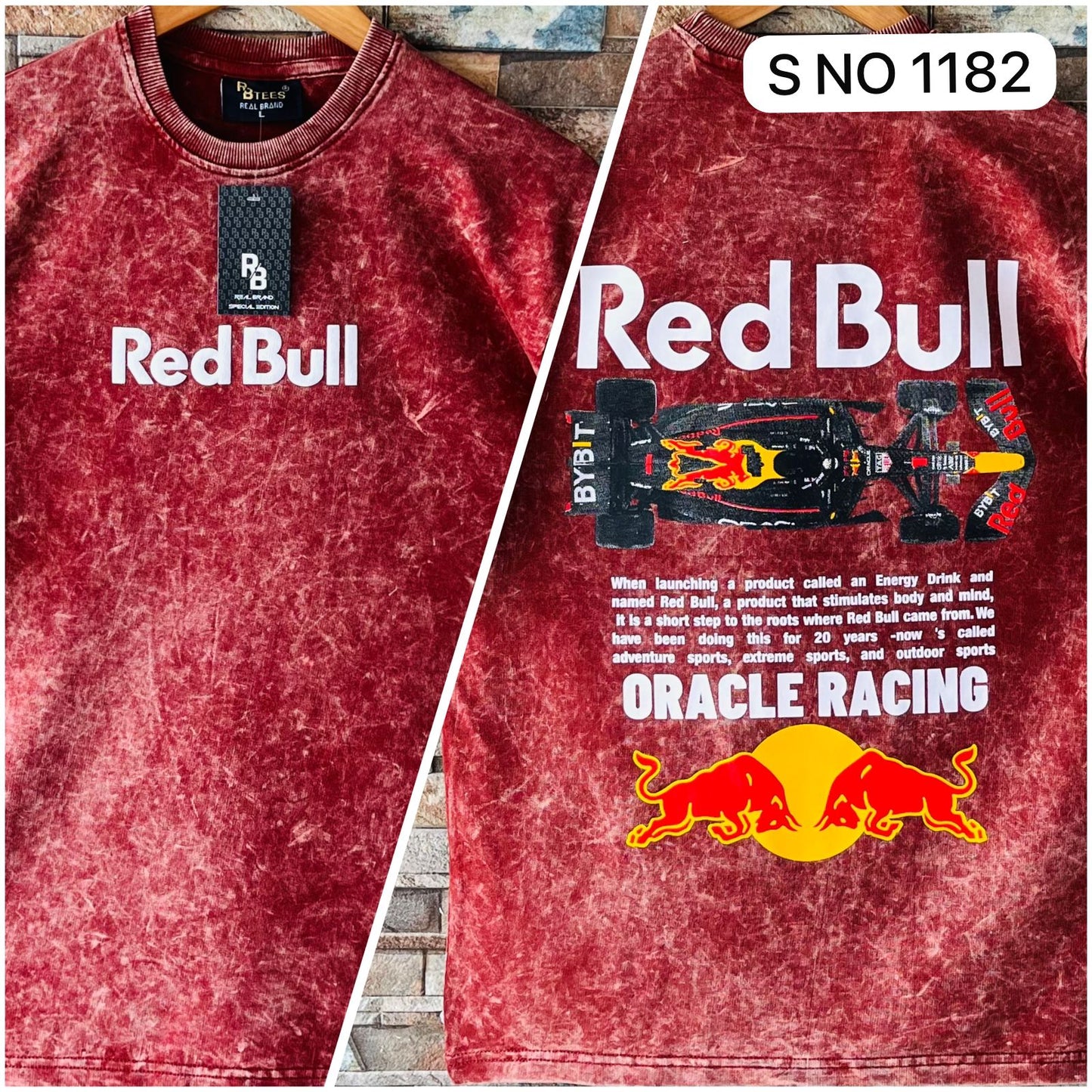 COTTON DOWN SHOULDER RED BULL TSHIRT...