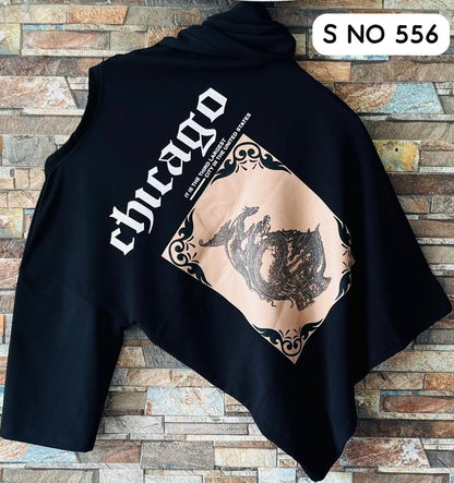 Downshoulder printed T-shirt Chicago black T shirt