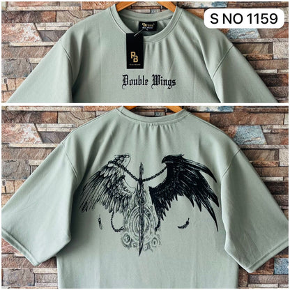 Down shoulder printed Tshirt