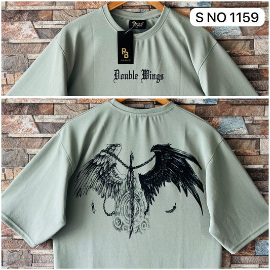 Down shoulder printed Tshirt