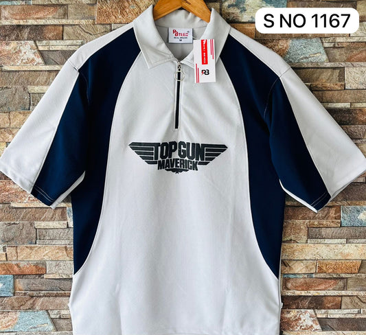 Down shoulder Top Gun  printed Tshirt...