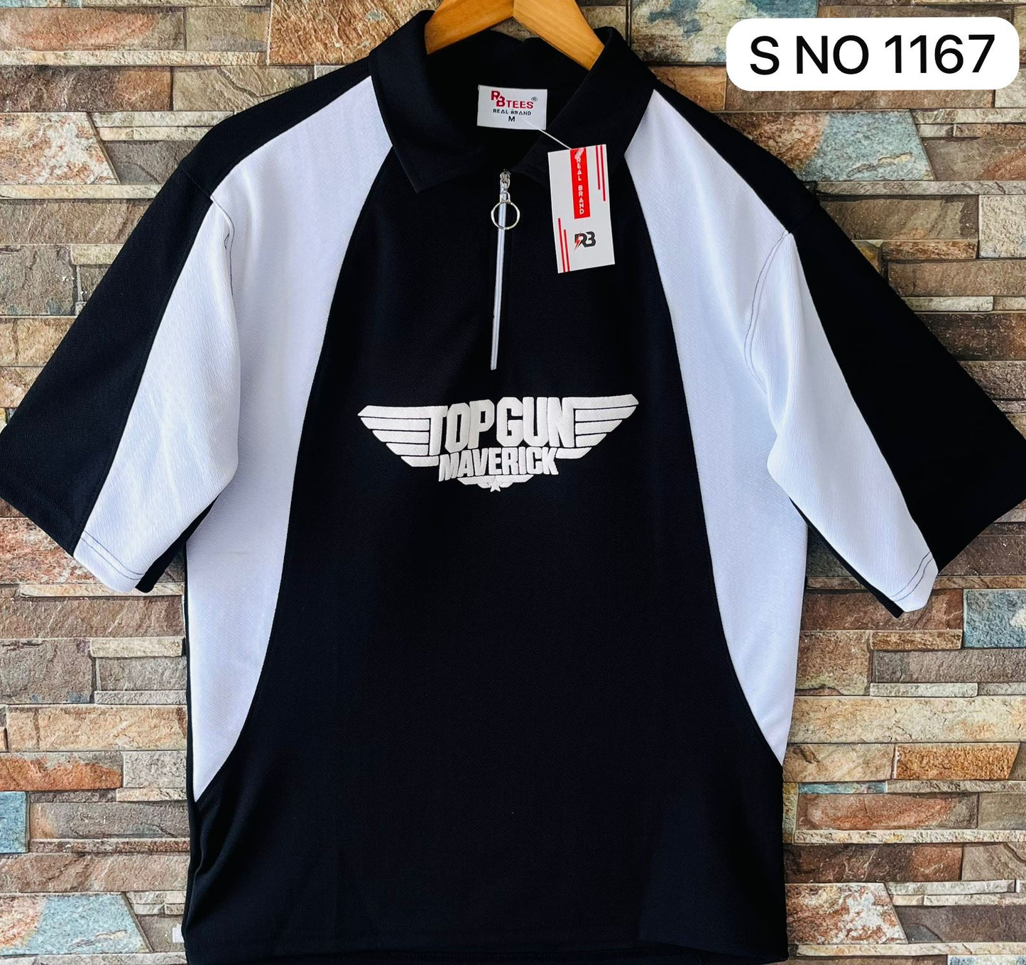 Down shoulder Top Gun printed Tshirt....