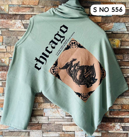 Downshoulder printed T-shirt Chicago