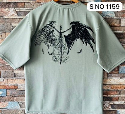Down shoulder printed Tshirt