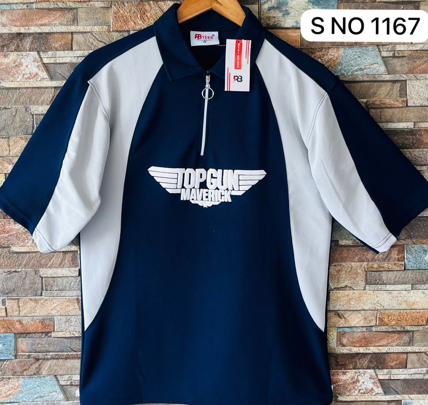 Down shoulder Top Gun printed Tshirt...